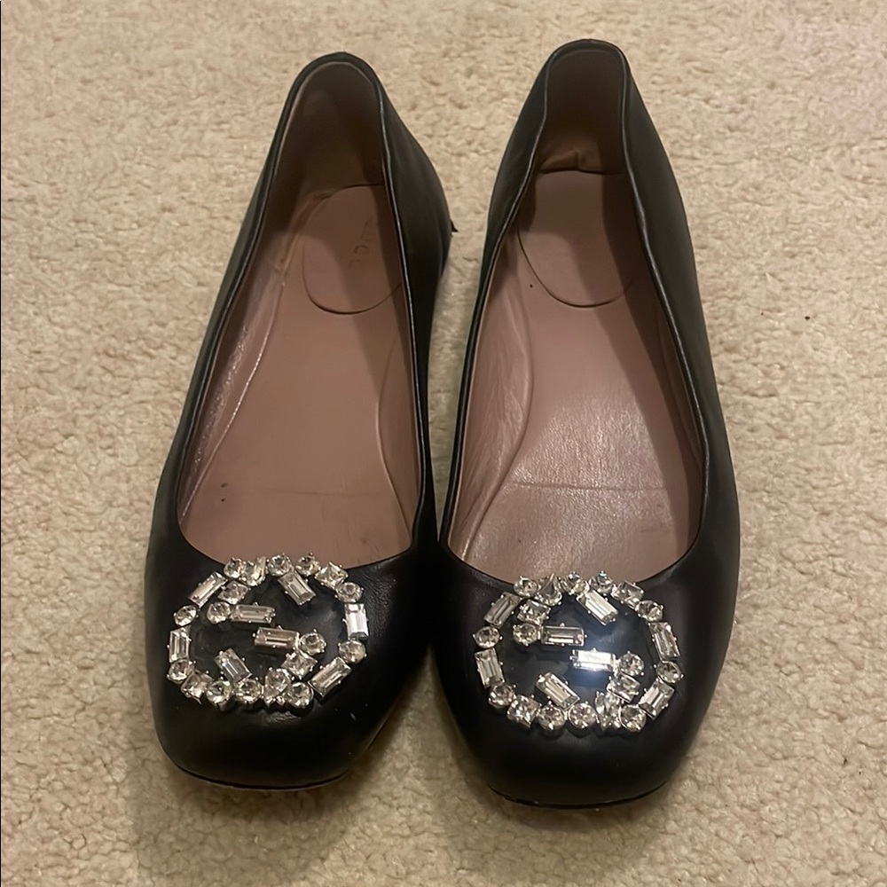 Gucci Black Women's Shoes with Crystal Embellishments